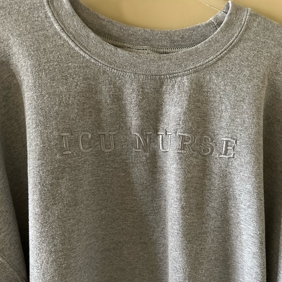 ICU Nurse Embroidered Logo Sweatshirt in Heather Gray - Picture 2 of 3